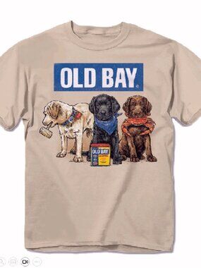 Old Bay Three Dogs Coming and Going Short Sleeve T-Shirt - NEW Fast Ship